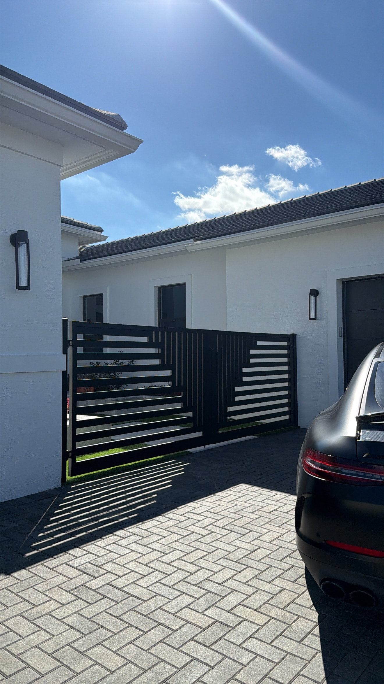 Custom fabricated powder coated steel gate